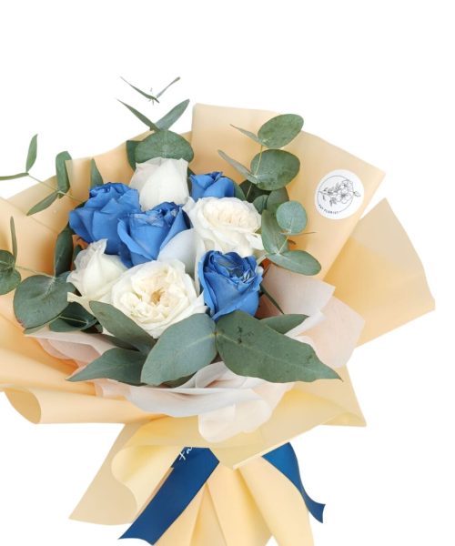 Fantasy - White & Blue Kenya Rose Bouquet 2