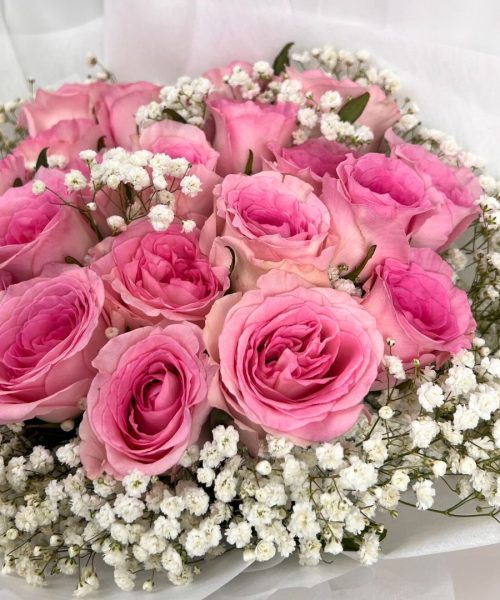 Pink Desire - 20 Pink Rose and Baby Breath Premium XL Bouquet 2
