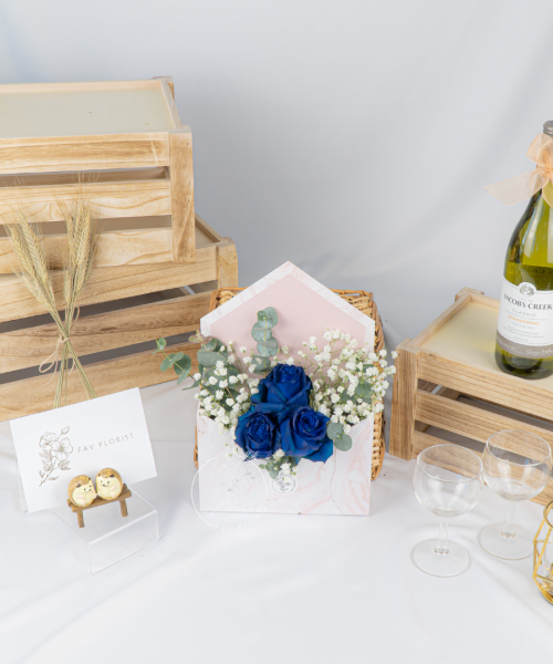 Blue Kenya Rose Marble Envelope Box